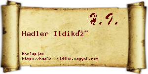 Hadler Ildikó névjegykártya
